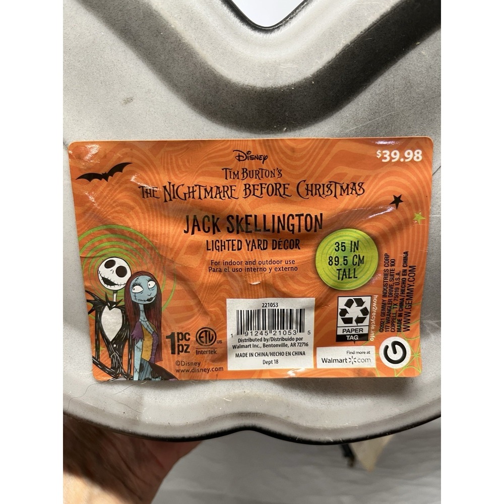 RARE Disney The Nightmare Before Christmas 35" Jack Skellington Blow Mold Lights - Picture 11 of 11